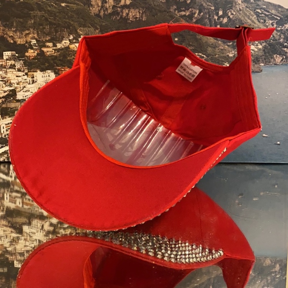 Red Studded Rhinestone Cross Hat - Picture 4 of 4